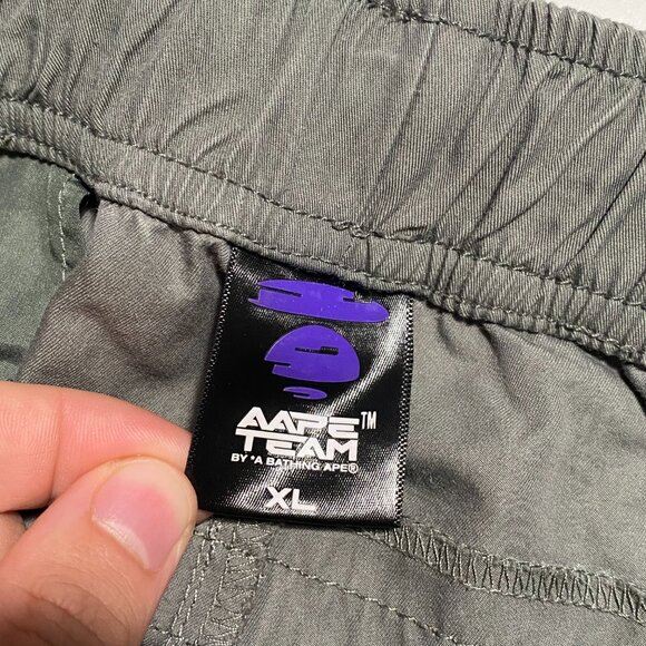 AAPE Team Adjustable Khaki Green Cargo Pants size 32x28 - Picture 7 of 12